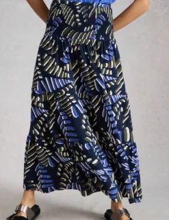 Jersey Printed Maxi A-Line Skirt