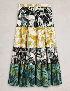 Jersey Printed Maxi Tiered Skirt