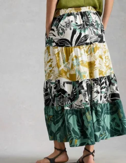 Jersey Printed Maxi Tiered Skirt