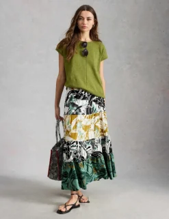 Jersey Printed Maxi Tiered Skirt