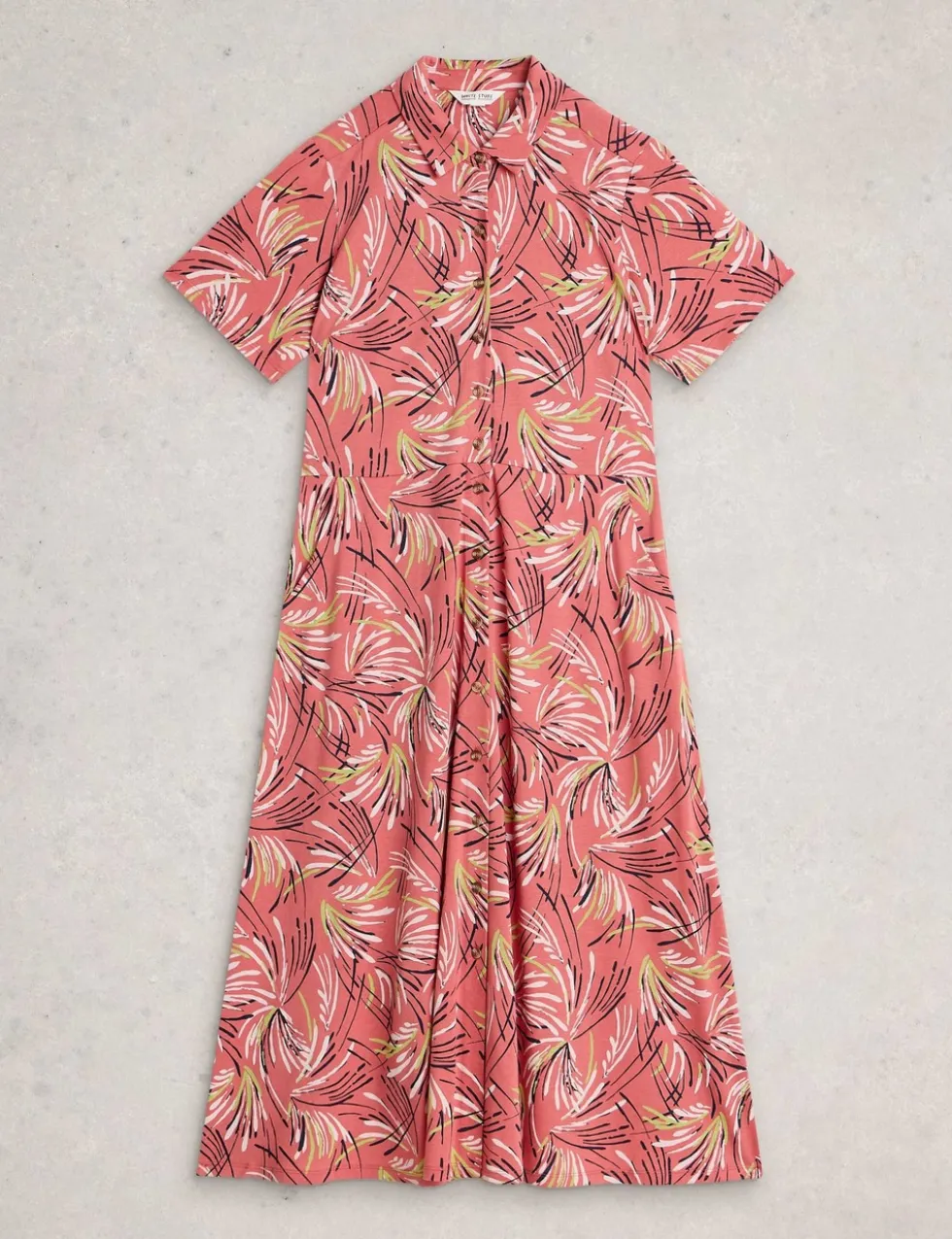 Jersey Printed Midi Shirt Dress