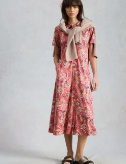 Jersey Printed Midi Shirt Dress