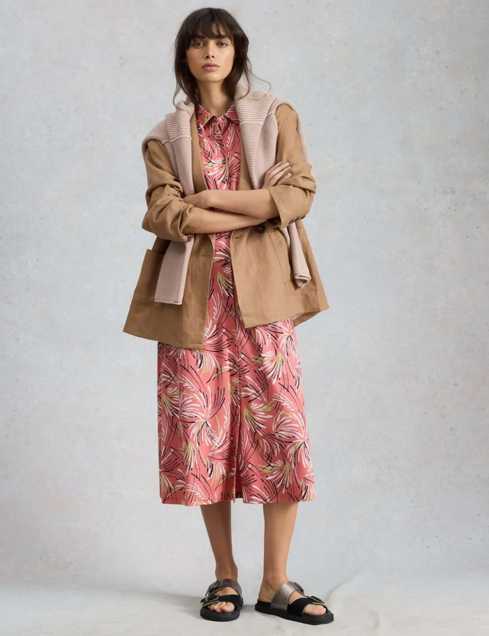 Jersey Printed Midi Shirt Dress
