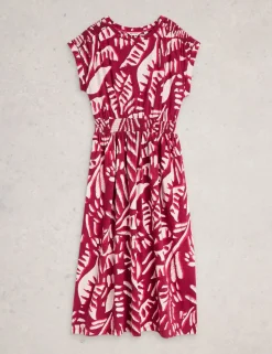 Jersey Printed Midi Waisted Dress