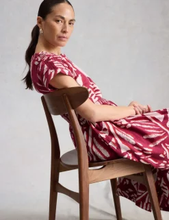 Jersey Printed Midi Waisted Dress
