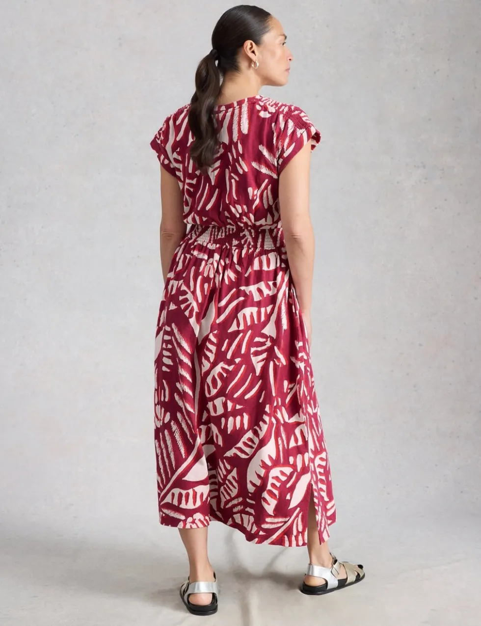 Jersey Printed Midi Waisted Dress
