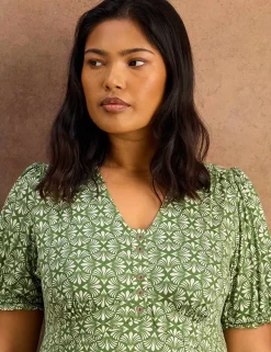 Jersey Printed V-Neck Midaxi Tea Dress