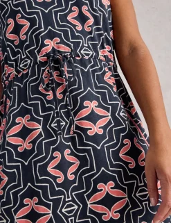 Jersey Printed V-Neck Midi Tea Dress