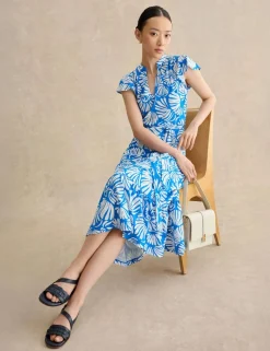 Jersey Printed V-Neck Midi Tiered Dress