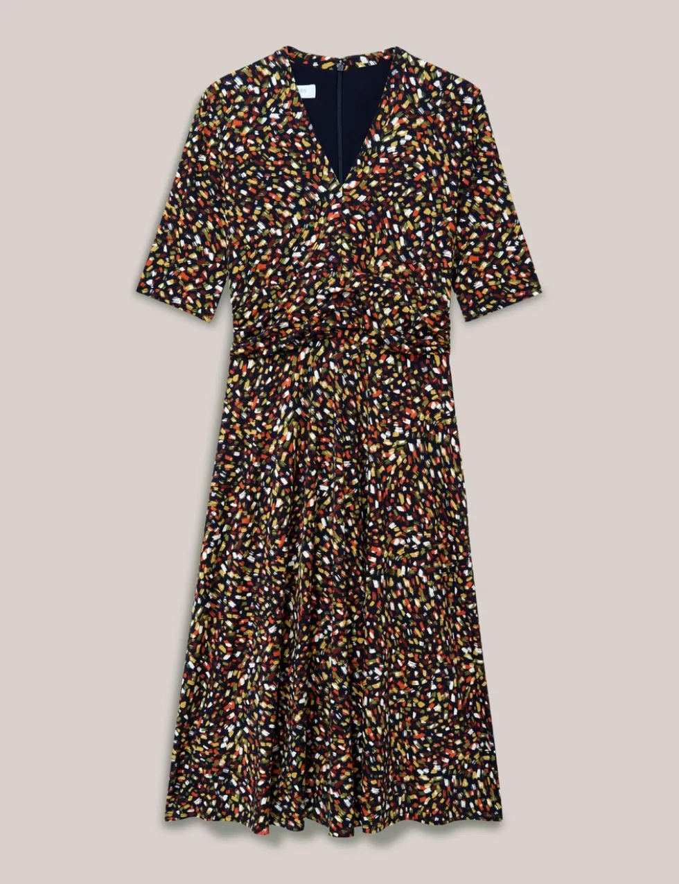 Jersey Printed V-Neck Midi Skater Dress