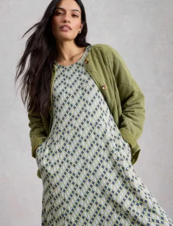 Jersey Round Neck Waisted Midi Dress
