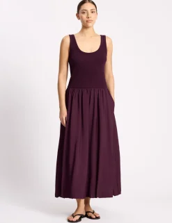 Jersey Scoop Neck Bubble Hem Midi Dress