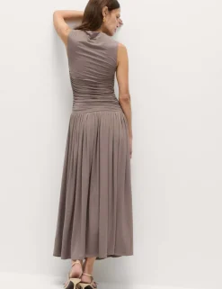 Jersey Sleeveless Draped Midaxi Dress