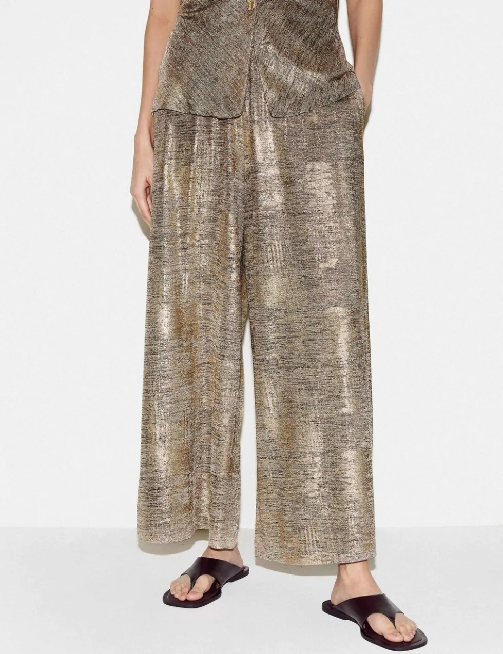 Jersey Sparkly Wide Leg Trousers