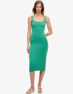 Jersey Square Neck Midi Bodycon Dress