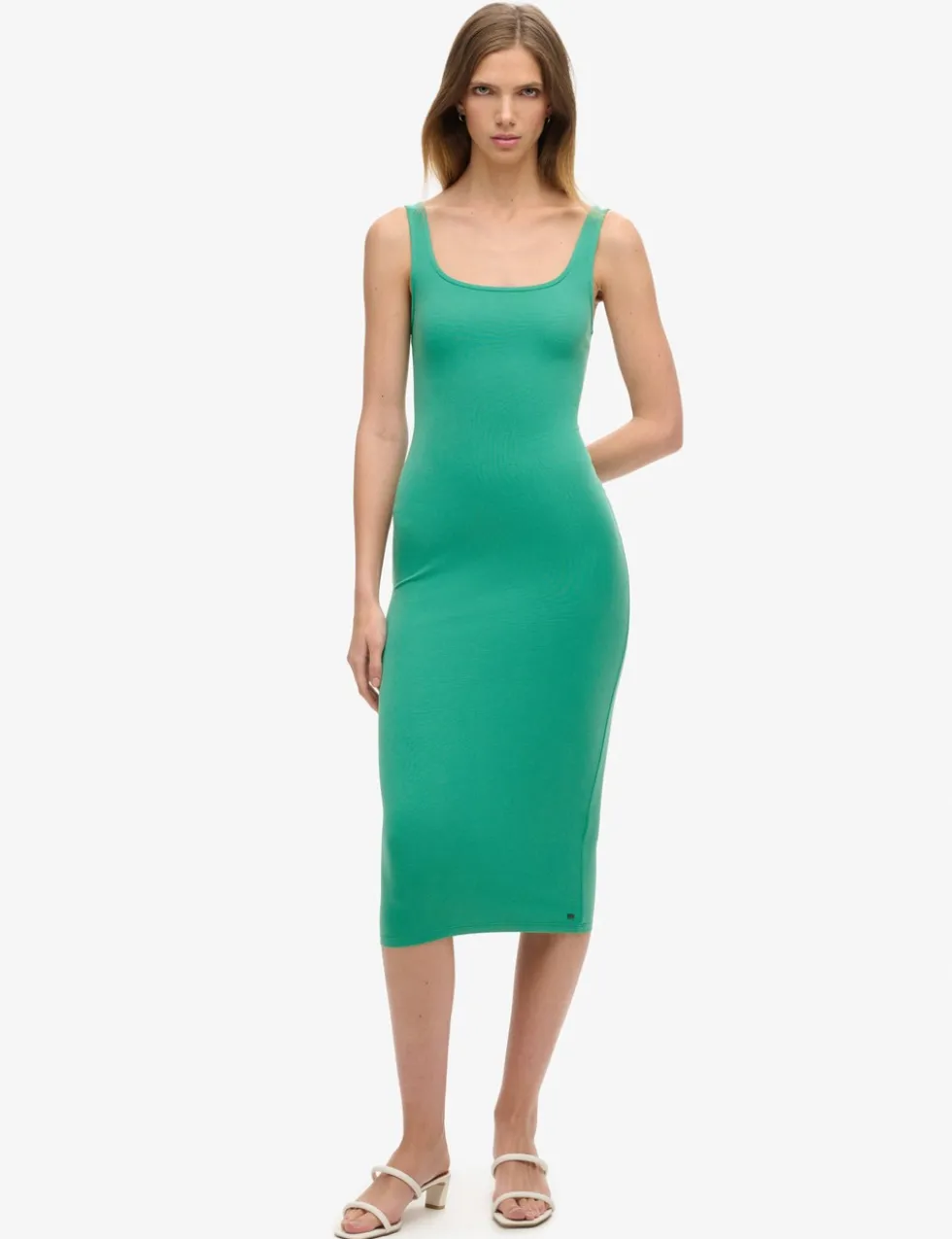 Jersey Square Neck Midi Bodycon Dress