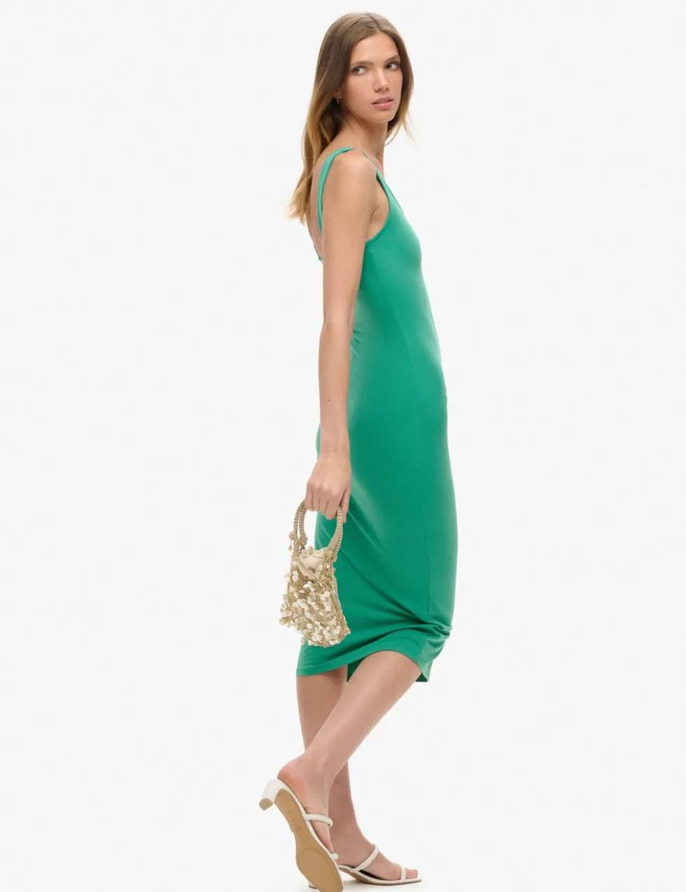 Jersey Square Neck Midi Bodycon Dress