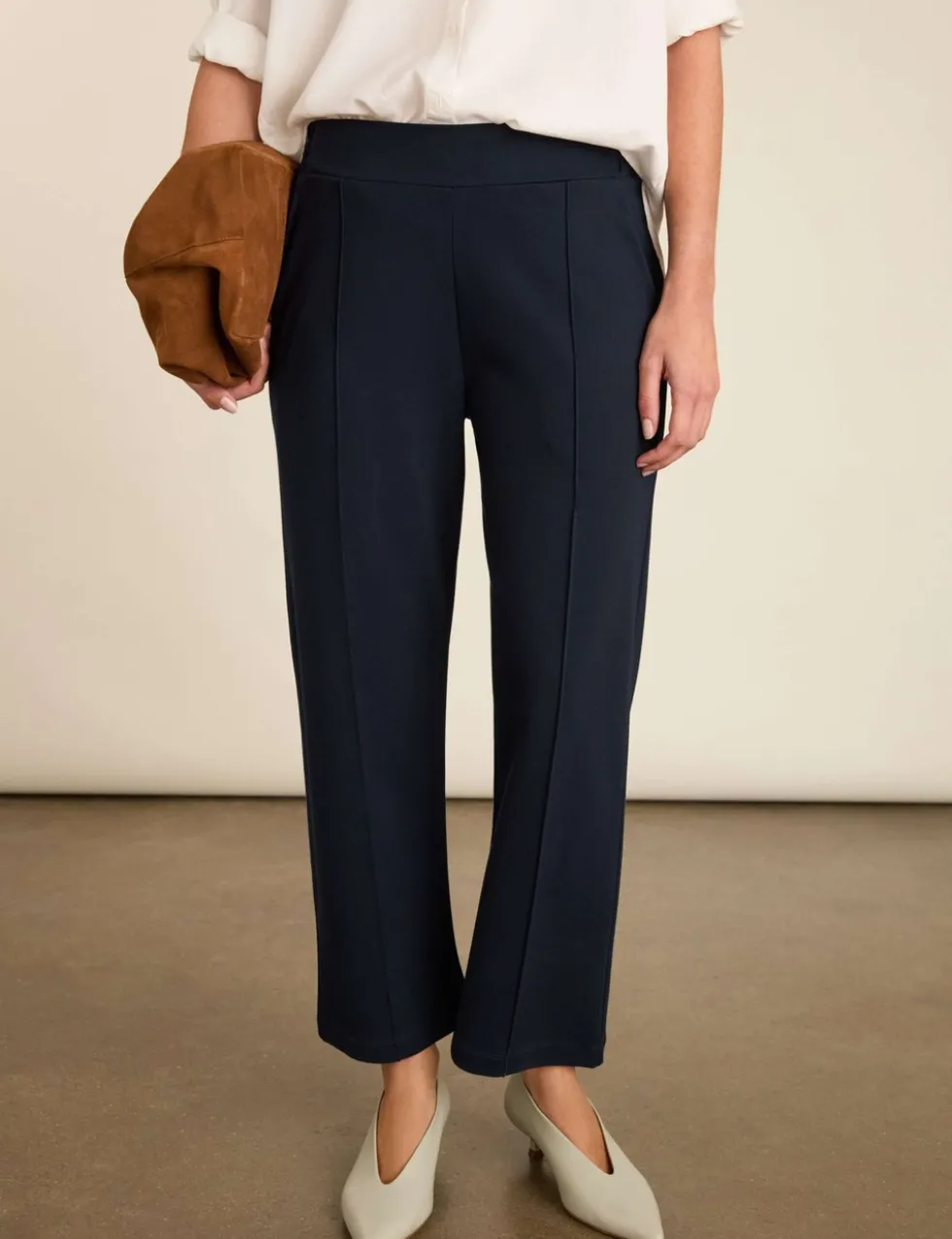 Jersey Straight Leg Cropped Trousers