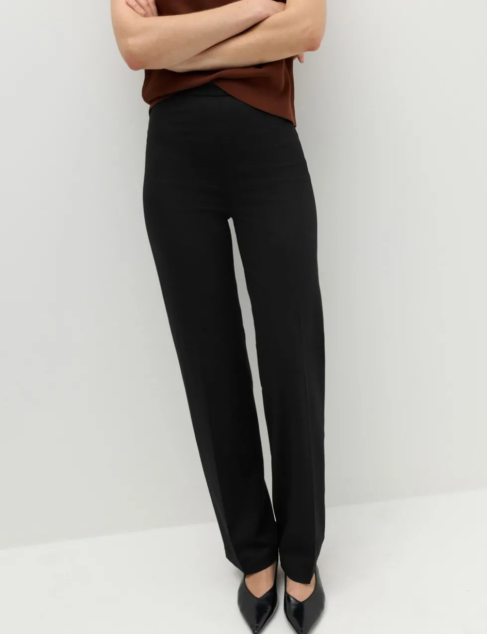 Jersey Straight Leg Trousers with Stretch