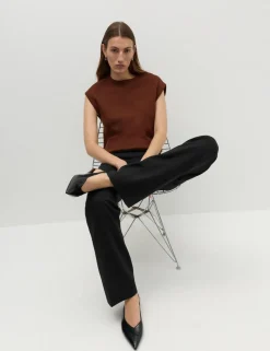 Jersey Straight Leg Trousers with Stretch