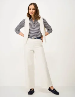 Jersey Striped Frill Neck Blouse