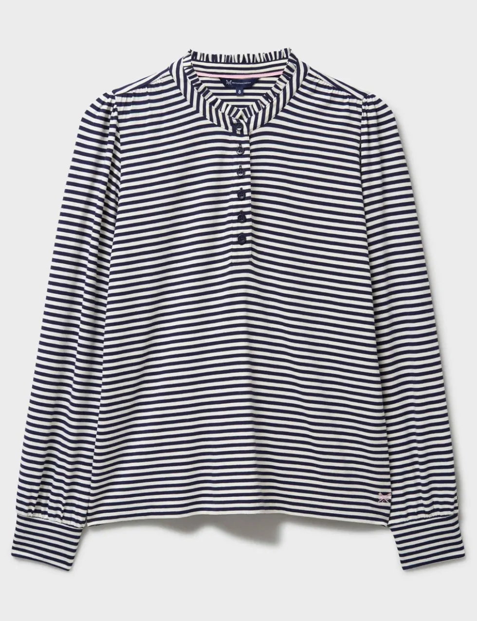 Jersey Striped Frill Neck Blouse