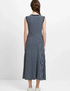 Jersey Striped Midi Skater Dress