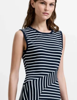 Jersey Striped Midi Skater Dress