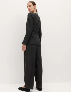Jersey Textured Carrot Leg Ankle Grazer Trousers