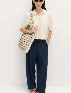 Jersey Textured Carrot Leg Ankle Grazer Trousers