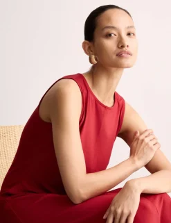 Jersey Tie Waist Midi Waisted Dress