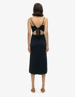 Jersey V-Neck Cut Out Detail Midi Slip Dress