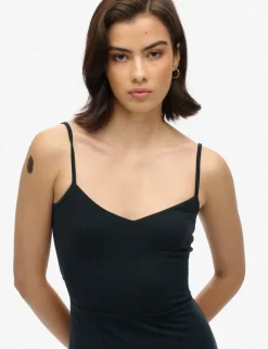 Jersey V-Neck Cut Out Detail Midi Slip Dress