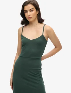 Jersey V-Neck Cut Out Detail Midi Slip Dress