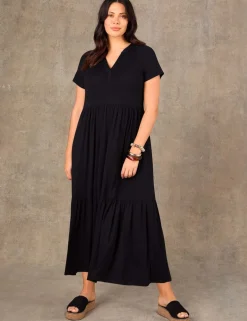 Jersey V-Neck Maxi Tiered Dress