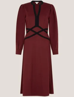 Jersey V-Neck Midi Skater Dress