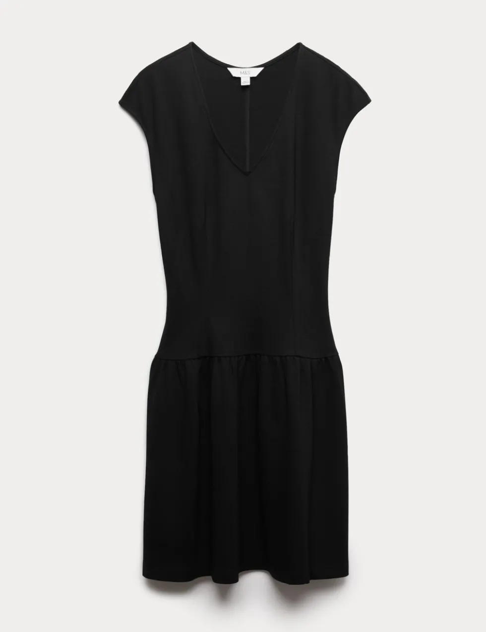 Jersey V-Neck Mini Drop Waist Skater Dress