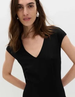 Jersey V-Neck Mini Drop Waist Skater Dress