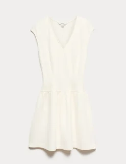 Jersey V-Neck Mini Drop Waist Skater Dress