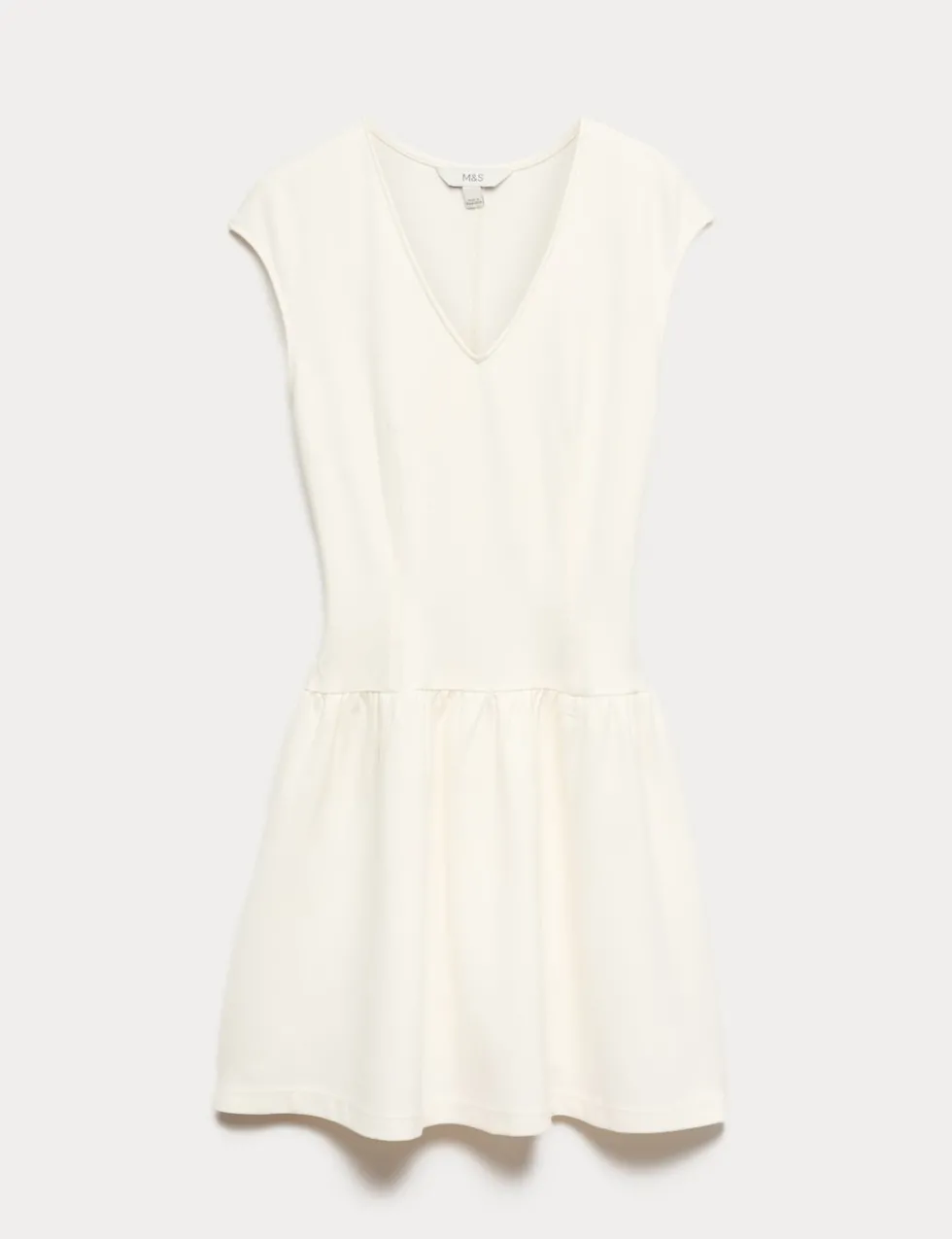 Jersey V-Neck Mini Drop Waist Skater Dress