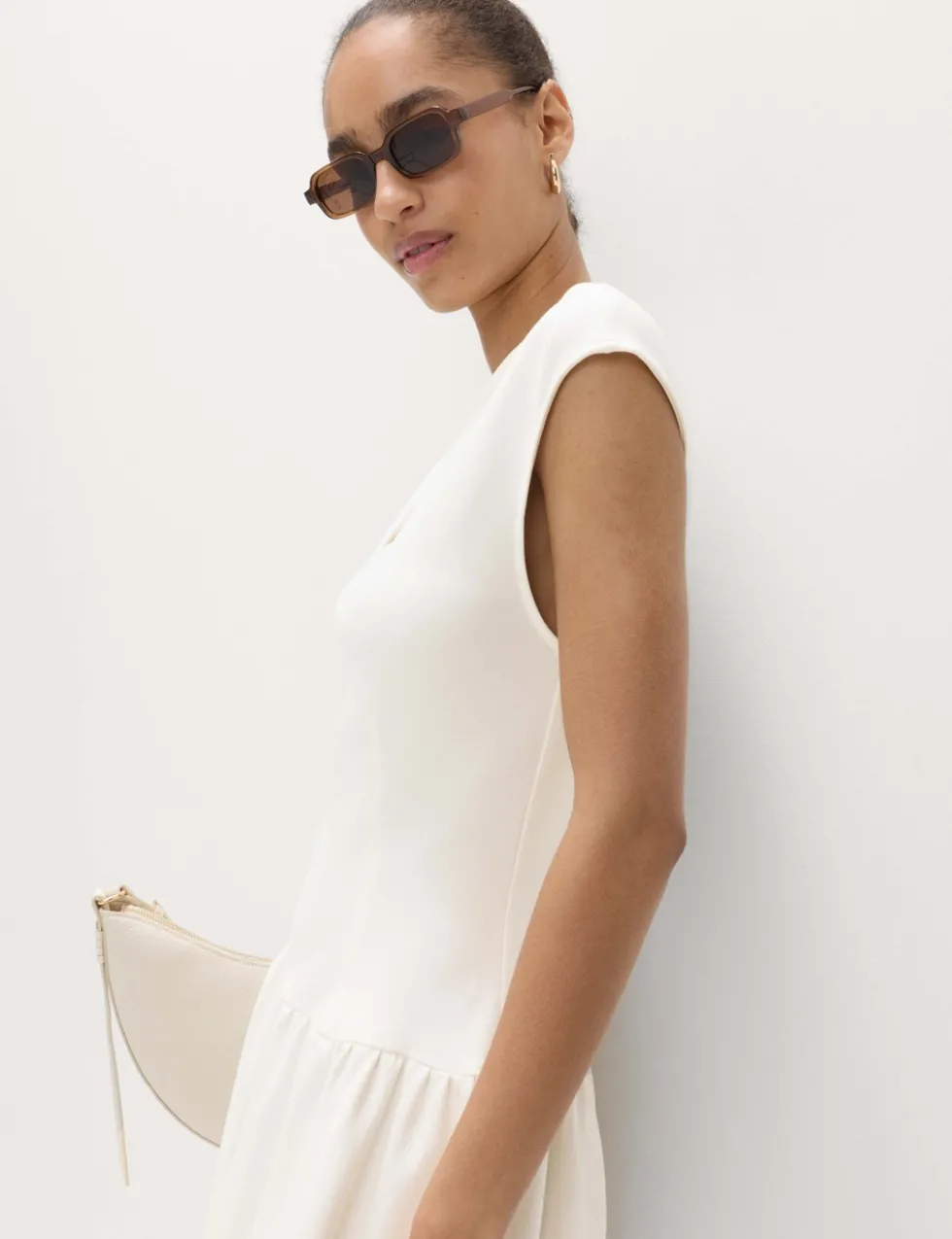 Jersey V-Neck Mini Drop Waist Skater Dress