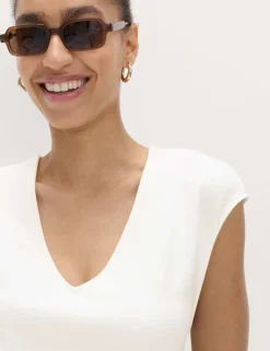 Jersey V-Neck Mini Drop Waist Skater Dress
