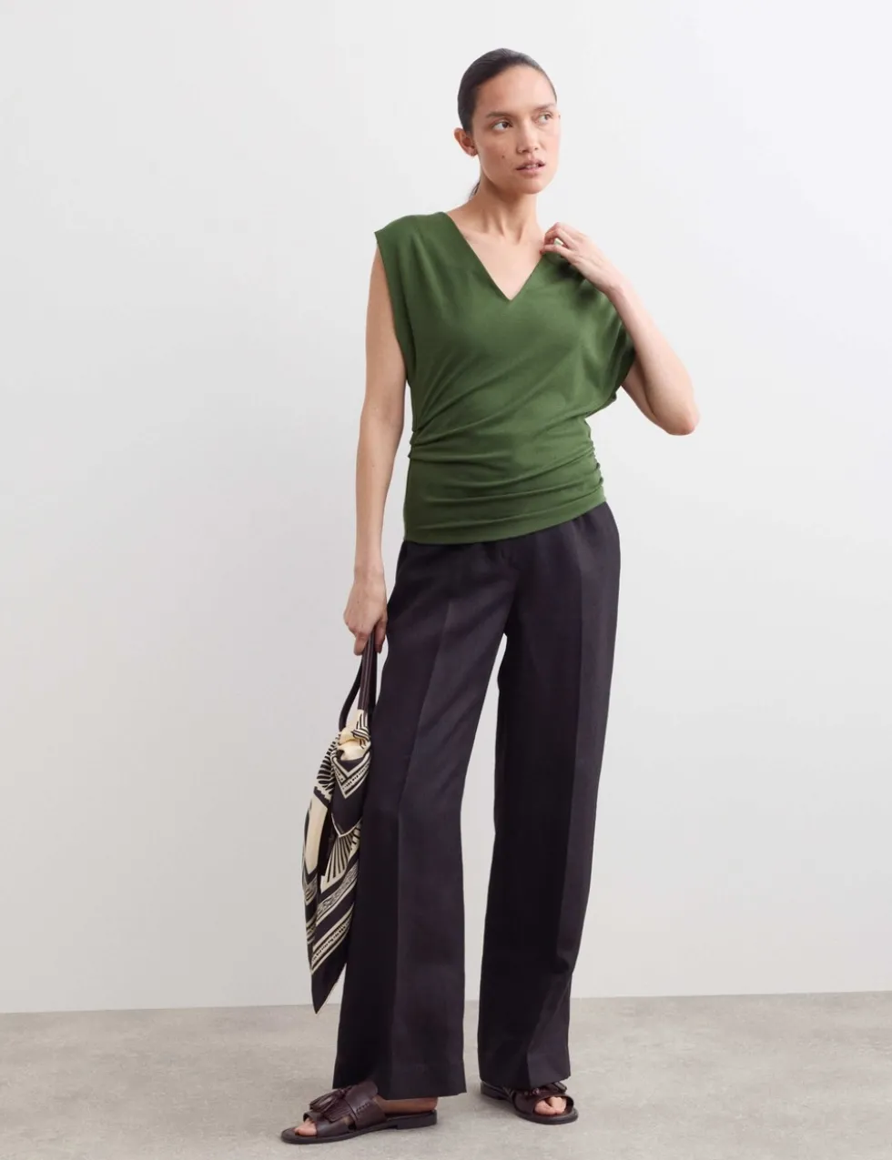 Jersey V-Neck Ruched Top