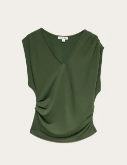 Jersey V-Neck Ruched Top