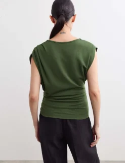 Jersey V-Neck Ruched Top