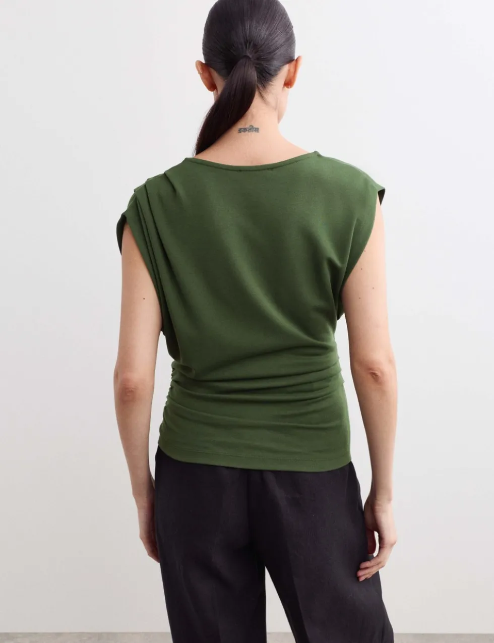 Jersey V-Neck Ruched Top