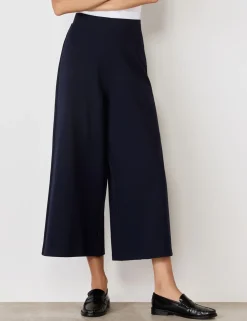 Jersey Wide Leg Cropped Trousers