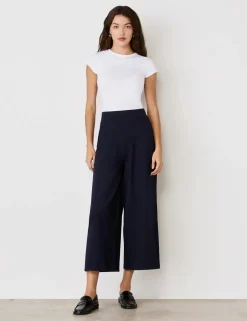 Jersey Wide Leg Cropped Trousers