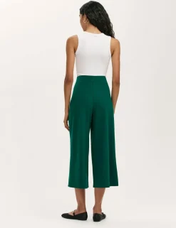 Jersey Wide Leg Cropped Trousers