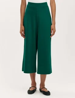 Jersey Wide Leg Cropped Trousers